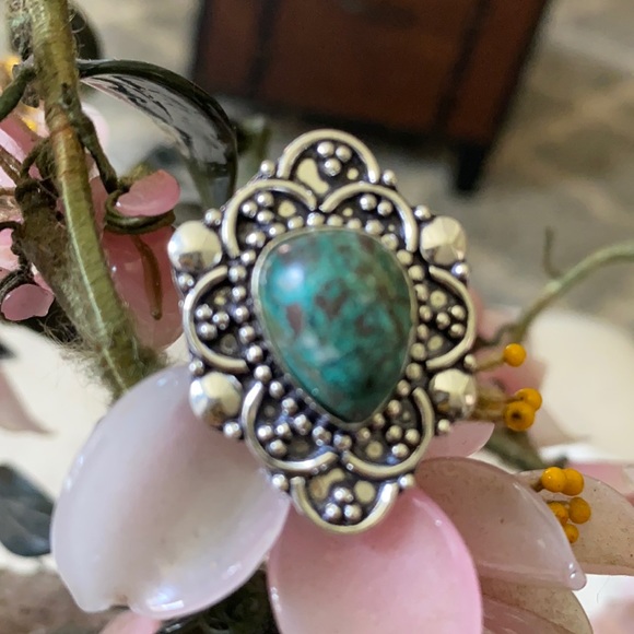 Vintage 925 chrysocolla ring